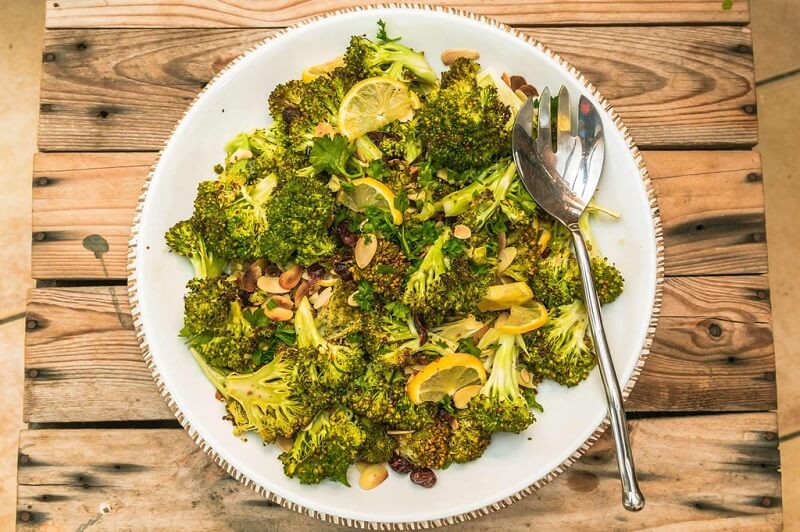 Roasted Broccoli with Cranberries and Lemon
