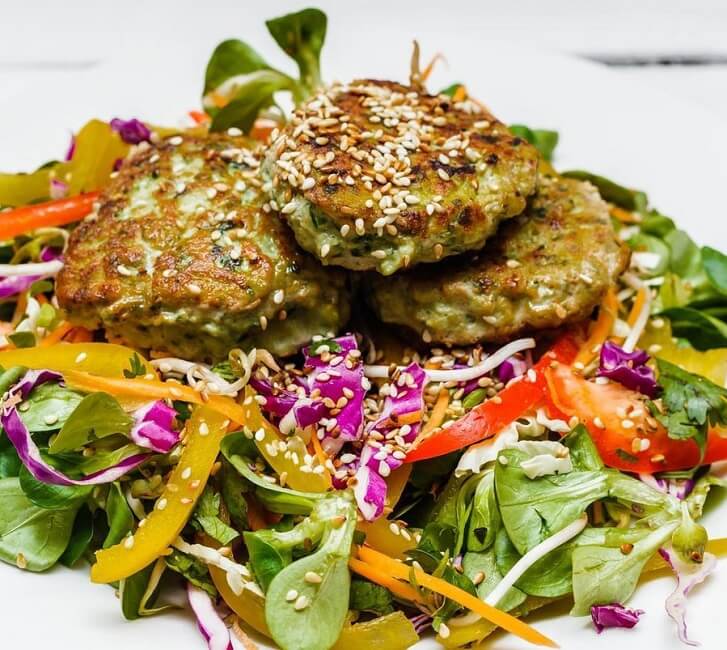 Asian Fish Cakes with Sesame Salad