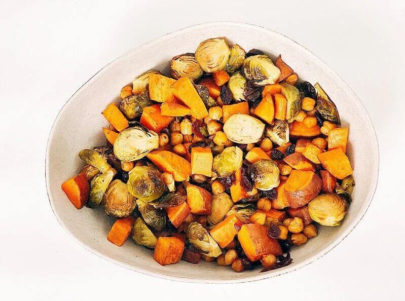 Brussels, Sweet Potato & Chickpea Salad