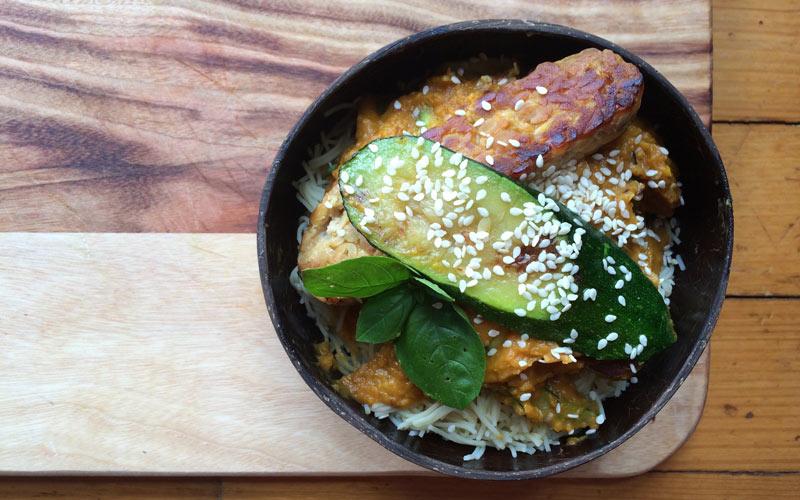 Tempeh, Rice Noodles & Pumpkin Sauce Happy Healthy You
