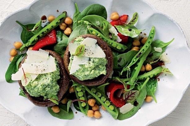 Roasted Mushrooms with Spinach and Ricotta