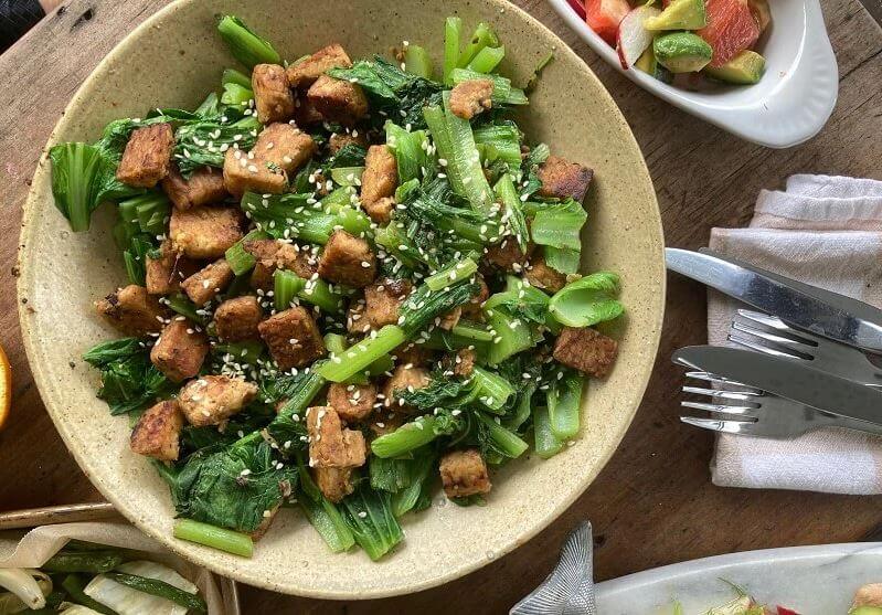 Crispy Tempeh with Greens
